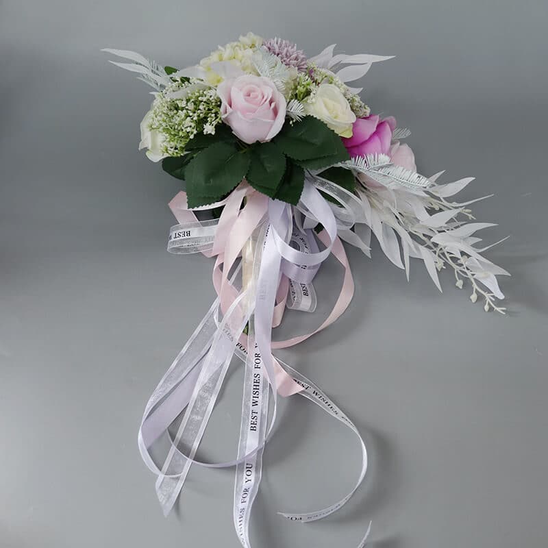 Wedding Artificial Flower Silk Decorative Flowers Pink And Purple Bridal Bouquet