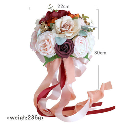 Silk Roses Bridal Wedding Bouquets Bridesmaid Bouquets for Wedding Decoration Dusty Rose