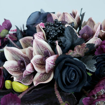 Retro black and purple Phalaenopsis Artificial Flower Bouquets for Wedding Ceremony Anniversary