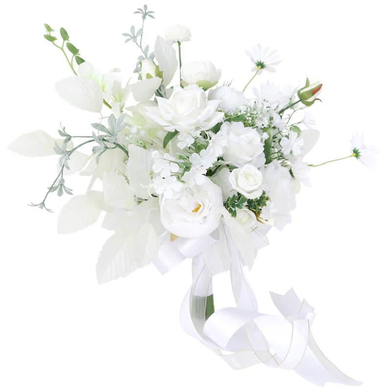 White Wedding Bouquets for Bride,  Artificial Wedding Flower Bouquet for Bride