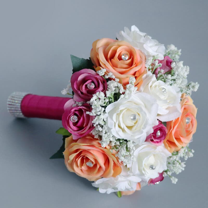 Romantic Bride Hand Flowers Bridal Bouquet Foam Rose Artificial Flower Bouquet For Wedding