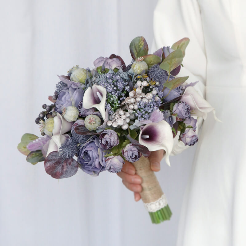 Purple Wedding Bouquets for Bride Bridesmaid Artificial Roses Flowers  Bridal Bouquet