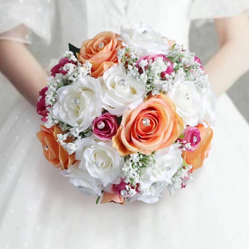 Romantic Bride Hand Flowers Bridal Bouquet Foam Rose Artificial Flower Bouquet For Wedding