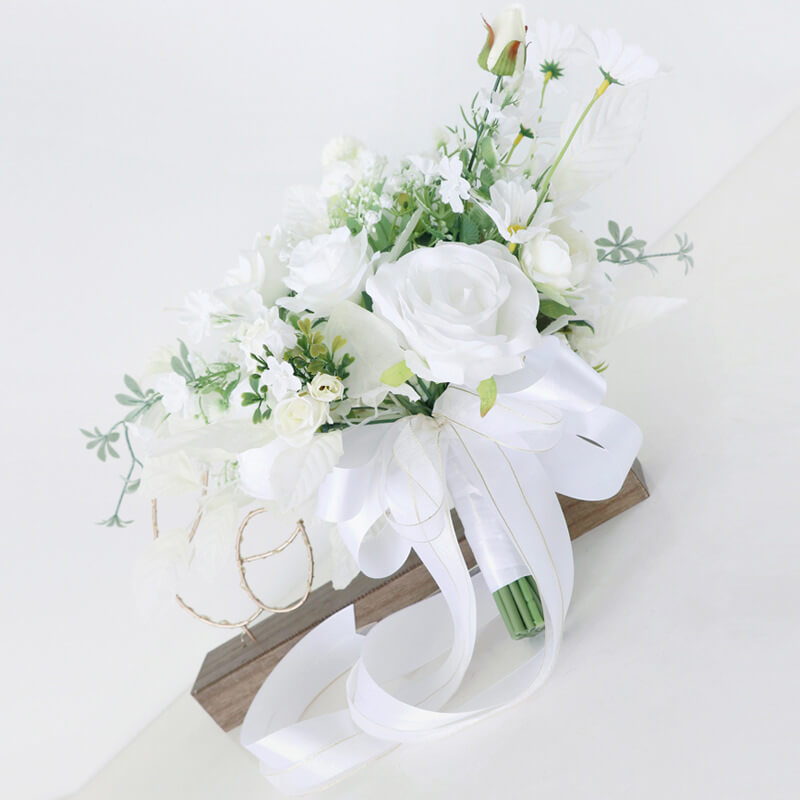 White Wedding Bouquets for Bride,  Artificial Wedding Flower Bouquet for Bride