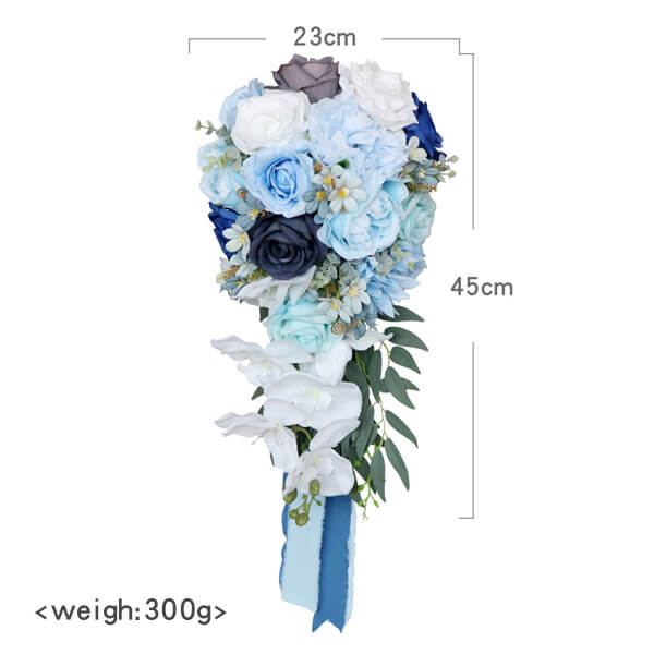 Blue Bride Cascading Bridal Bouquet Bride Bouquets for Wedding Ceremony and Anniversary