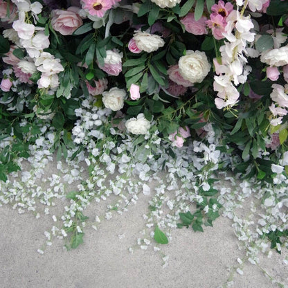 5D Roll Flower Wall Wedding Decoration White Rose Greenery Roll up Flowers Panels Flower Wall