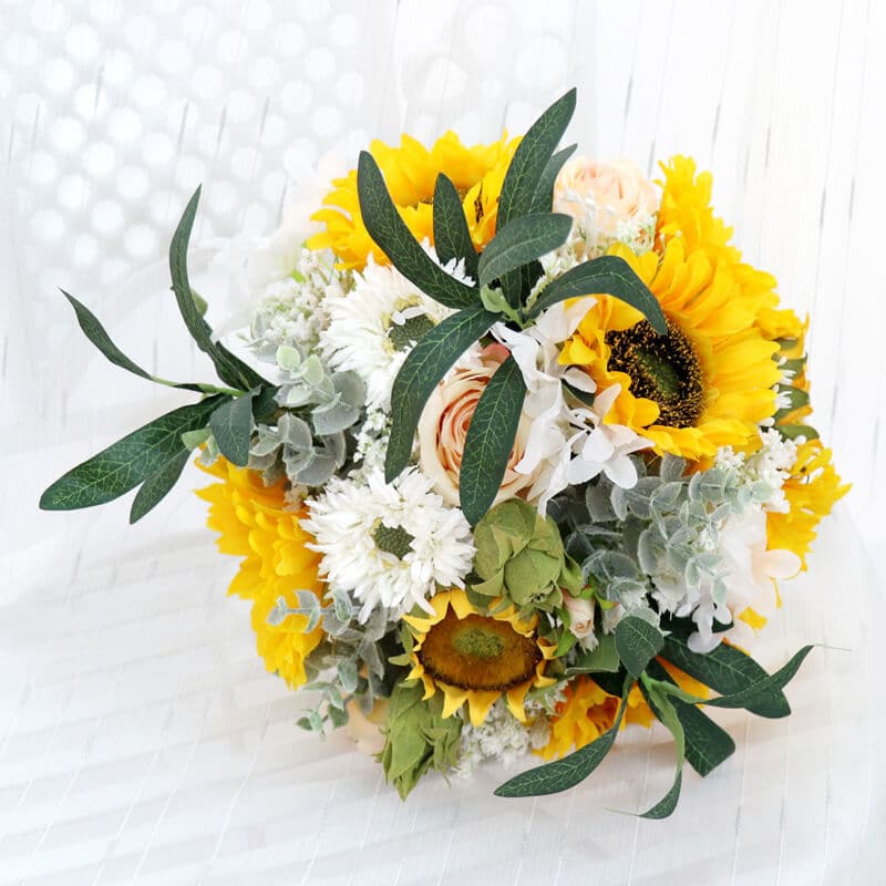 Silk Faux Rose Daisy Flowers Bridal Bouquets Artificial Sunflowers  Wedding Bouquet