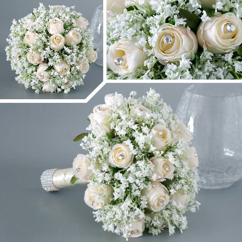 Bride's Hand Holding Artificial Wedding Bouquet Flower