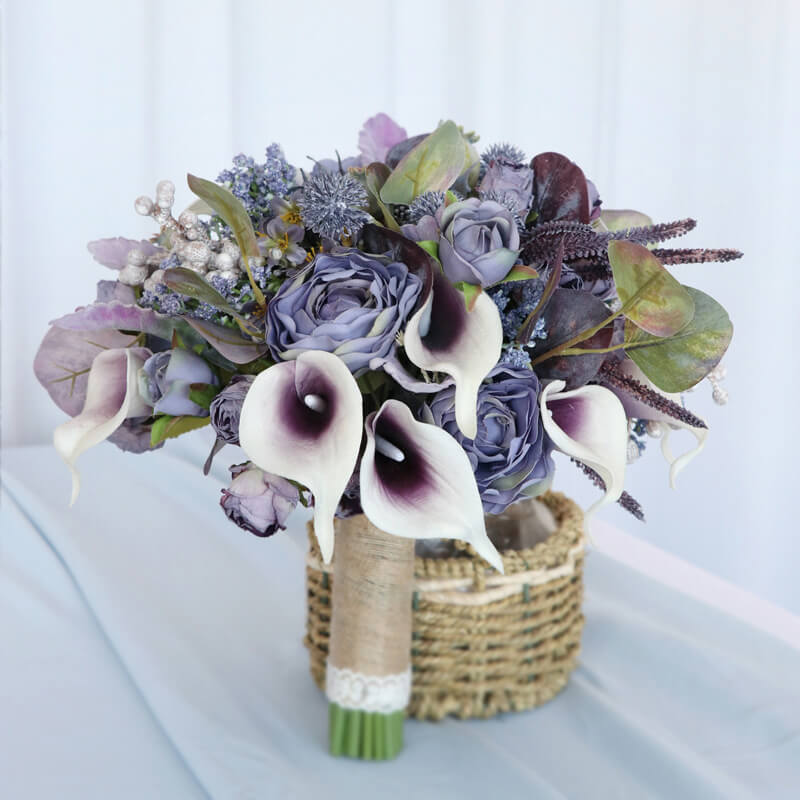 Purple Wedding Bouquets for Bride Bridesmaid Artificial Roses Flowers  Bridal Bouquet