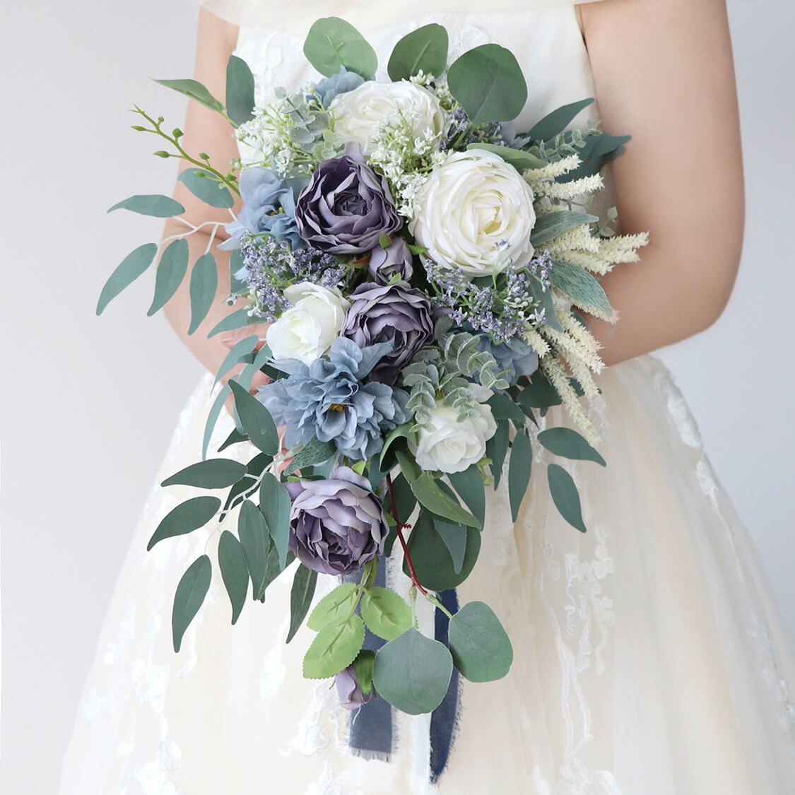 Luxury Blue Roses Water Drop Shape Bridal Bouquet Bridesmaid Bouquet