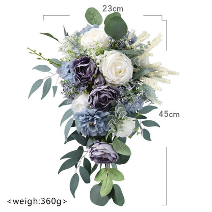 Luxury Blue Roses Water Drop Shape Bridal Bouquet Bridesmaid Bouquet