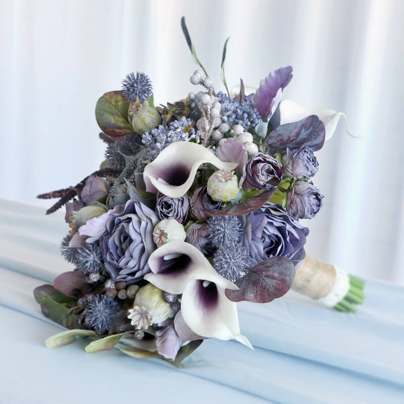 Purple Wedding Bouquets for Bride Bridesmaid Artificial Roses Flowers  Bridal Bouquet