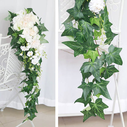 White Rose Rattan Vine Decorative Artificial Flowers Wall Hanging Decorative Flowers