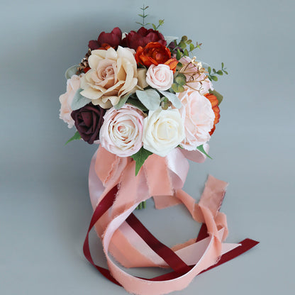 Silk Roses Bridal Wedding Bouquets Bridesmaid Bouquets for Wedding Decoration Dusty Rose