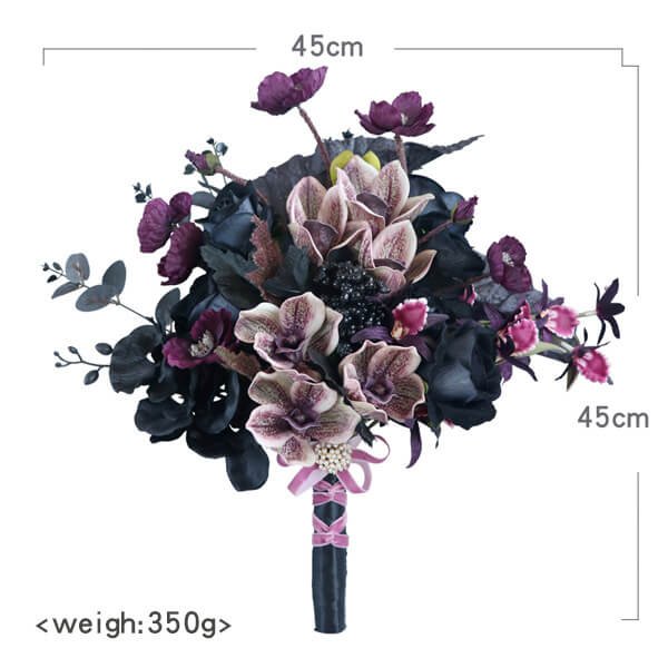 Retro black and purple Phalaenopsis Artificial Flower Bouquets for Wedding Ceremony Anniversary