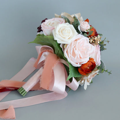 Silk Roses Bridal Wedding Bouquets Bridesmaid Bouquets for Wedding Decoration Dusty Rose