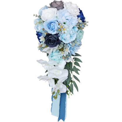 Blue Bride Cascading Bridal Bouquet Bride Bouquets for Wedding Ceremony and Anniversary