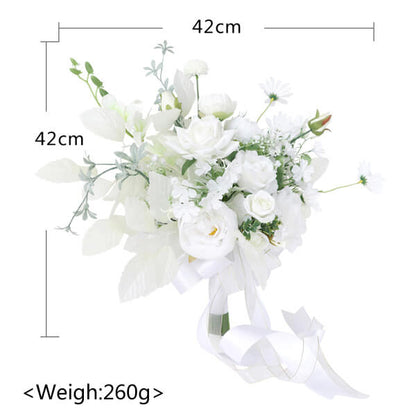 White Wedding Bouquets for Bride,  Artificial Wedding Flower Bouquet for Bride