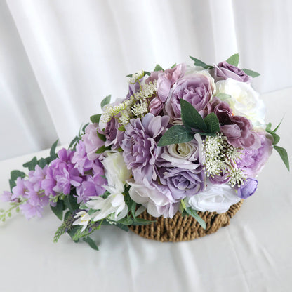 Purple Wedding Bouquets for Bride Bridesmaid Artificial Roses Flowers Lilac Bridal Bouquet