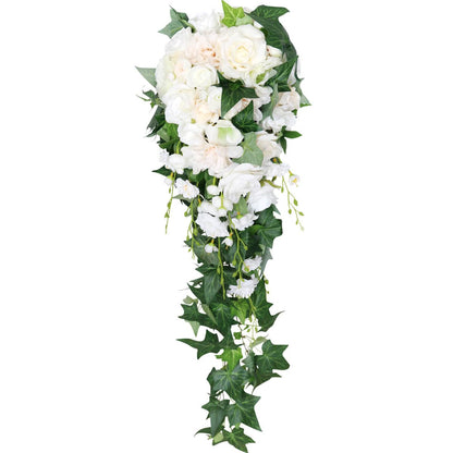 White Rose Rattan Vine Decorative Artificial Flowers Wall Hanging Decorative Flowers