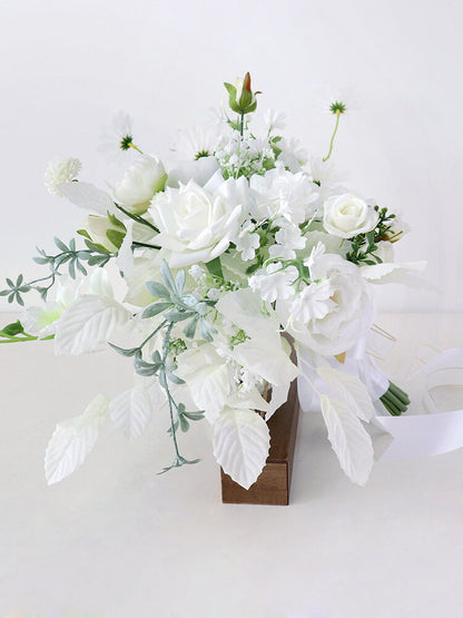 White Wedding Bouquets for Bride,  Artificial Wedding Flower Bouquet for Bride