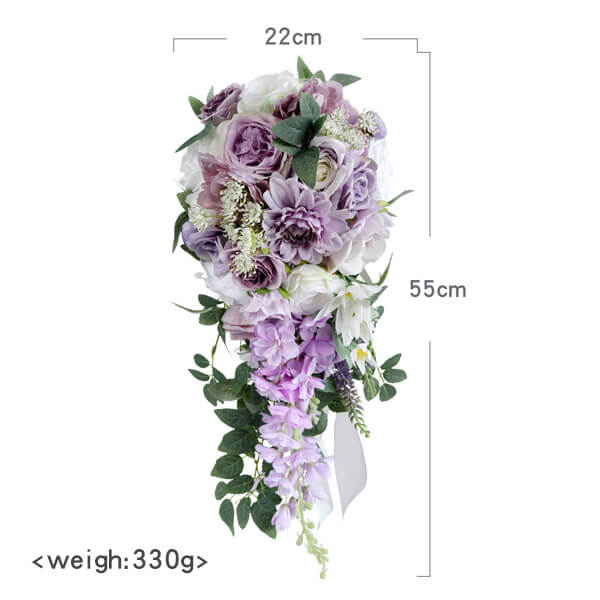 Purple Wedding Bouquets for Bride Bridesmaid Artificial Roses Flowers Lilac Bridal Bouquet