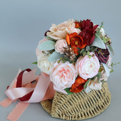 Silk Roses Bridal Wedding Bouquets Bridesmaid Bouquets for Wedding Decoration Dusty Rose