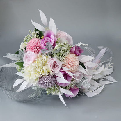 Wedding Artificial Flower Silk Decorative Flowers Pink And Purple Bridal Bouquet