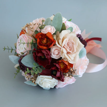 Silk Roses Bridal Wedding Bouquets Bridesmaid Bouquets for Wedding Decoration Dusty Rose