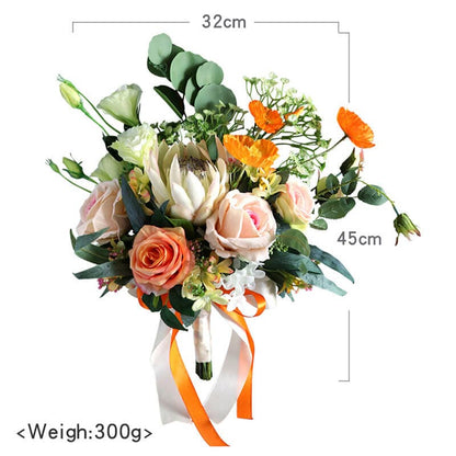 Retro Wedding Simulation Rose Peony Full Spray Flower Bouquet Artificial Bridal Bouquet