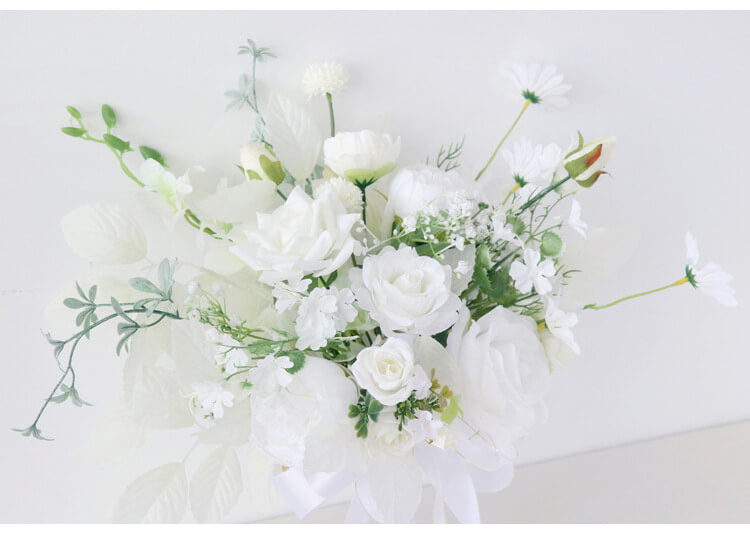 White Wedding Bouquets for Bride,  Artificial Wedding Flower Bouquet for Bride