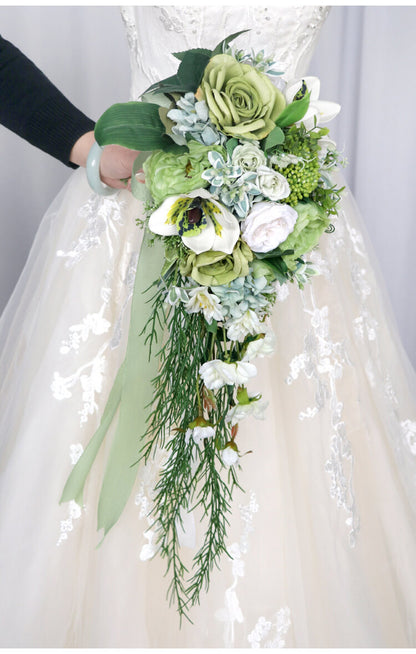 Green Bouquets Artificial Flowers Arrangements for Wedding