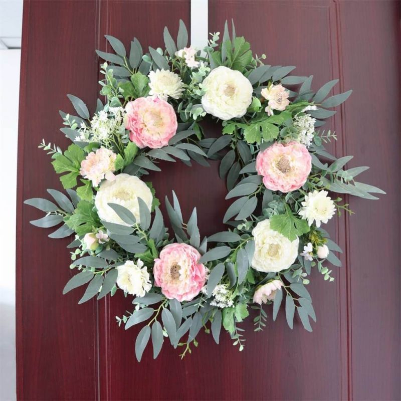 STELLA Artificial Wreath Front Door Wreath Artificial Spring Wreath Valentine Mother's Day Wreath for Wall Wedding Party Home Decor