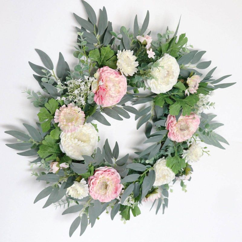 STELLA Artificial Wreath Front Door Wreath Artificial Spring Wreath Valentine Mother's Day Wreath for Wall Wedding Party Home Decor