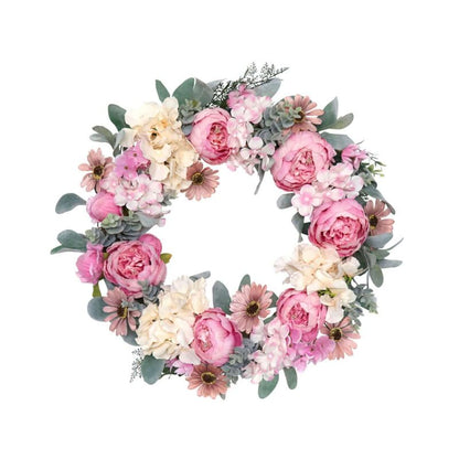 Spring Wreaths for Front Door Artificial Rose Peony Flower Wreath Door Wreath with Silk Flowers