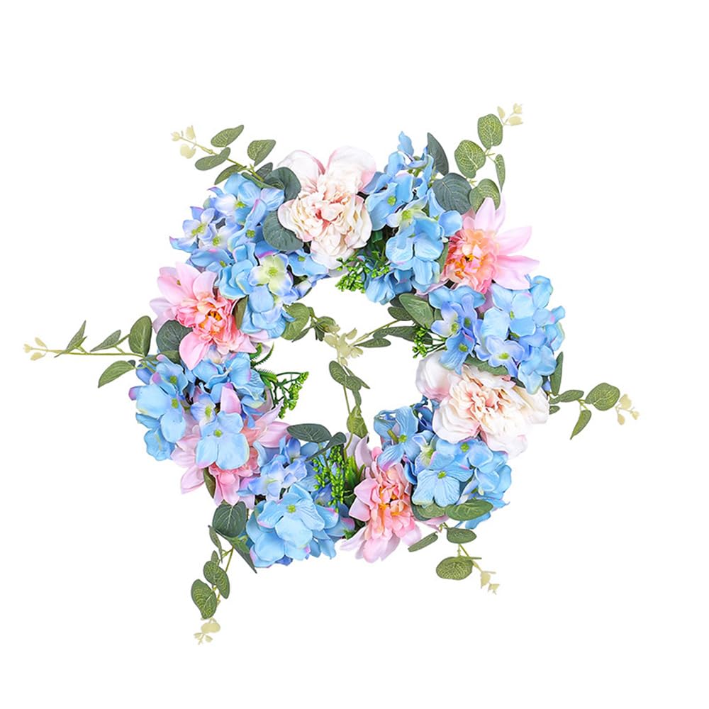 Artificial Blue Hydrangea Wreaths for Front Door Spring Summer Door Wreath