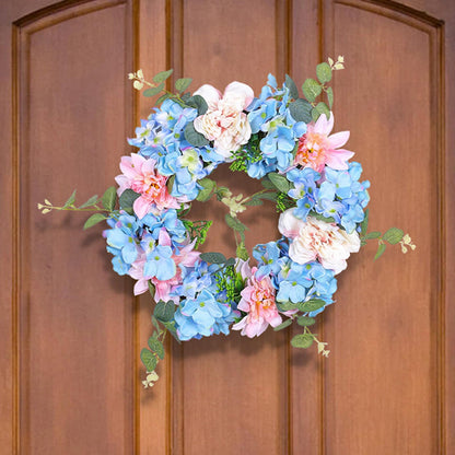 Artificial Blue Hydrangea Wreaths for Front Door Spring Summer Door Wreath