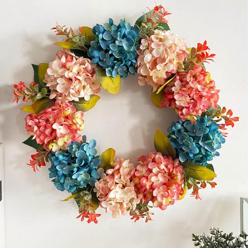 Artificial Hydrangea Wreath for Front Door Outside, Wedding Decorations with Hydrangea