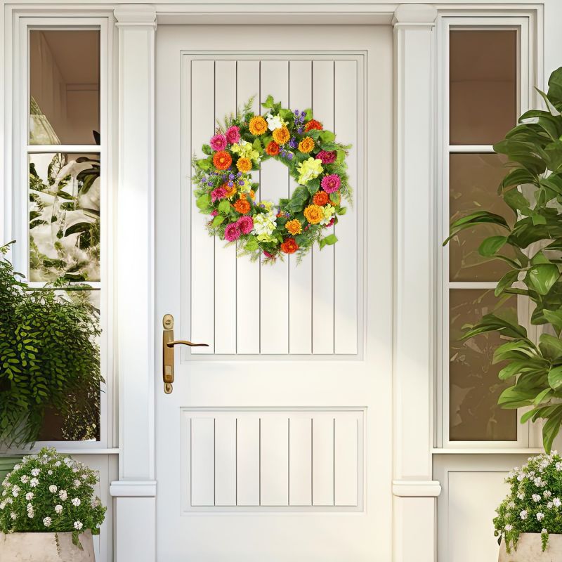 Spring Wreaths for Front Door Artificial Flower Wreaths Home Outdoor Decor