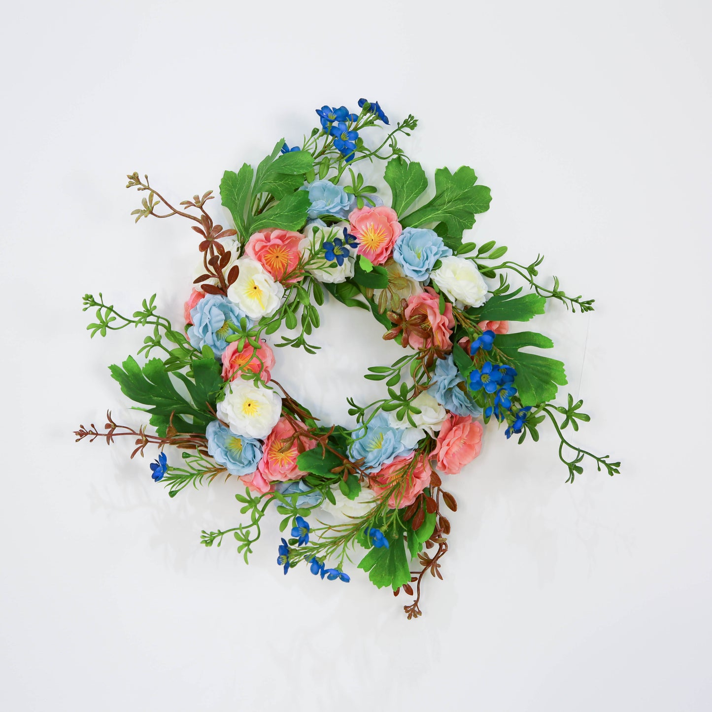 Colorful Garden Spring Summer Wreath with Green Leaves Artificial Wreath for Front Door