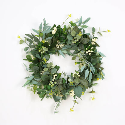 Wreaths for Front Door Artificial Eucalyptus Wreath, White Berry Greenery Wreath for Front Door