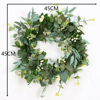 Wreaths for Front Door Artificial Eucalyptus Wreath, White Berry Greenery Wreath for Front Door