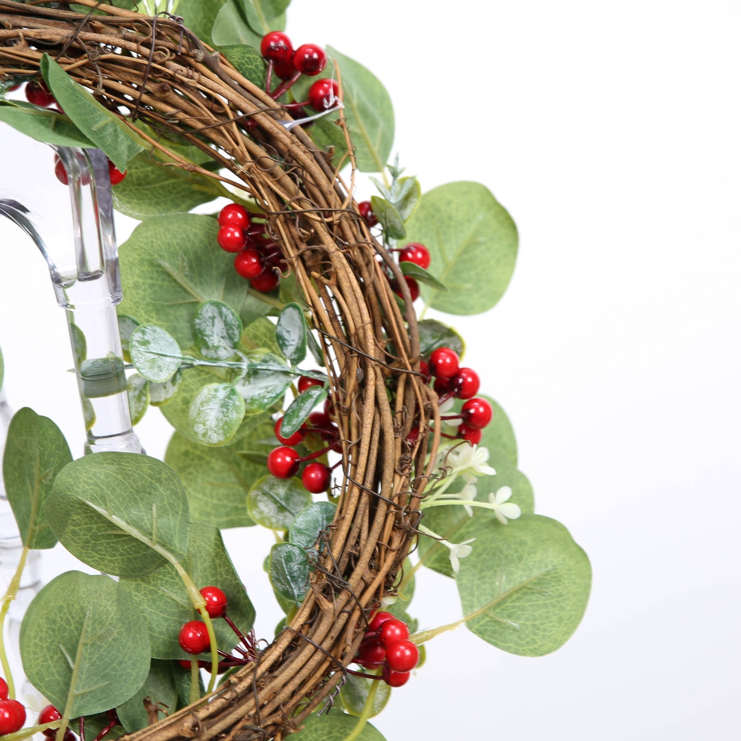 Artificial Green Leaf Eucalyptus Wreath, Berry Wreath for Spring, Summer, Front Door Window Hanging Wall Party Decorations