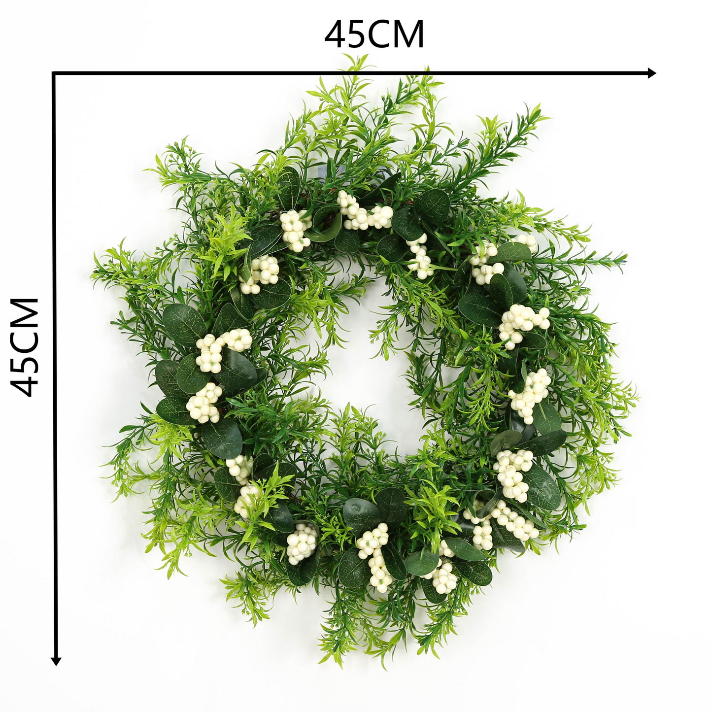 Artificial Green Leaf Eucalyptus Wreath,Berry Wreath for Spring,Summer, Front Door Window Hanging Wall Party Decorations