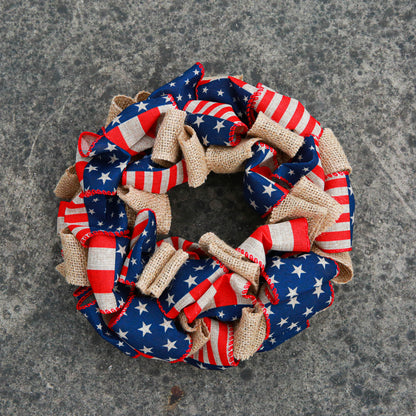 All Season Eucalyptus PeonyAmerican Flag Floral Wreath Patriotic Decorations Wreath Red White Blue Wreath 4th of July Independence Day