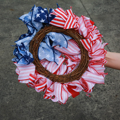 Independence Day Wreath Memorial Day Flag Day Hanging Decorations Holiday Wreath Front Door Wall Window Home Decor