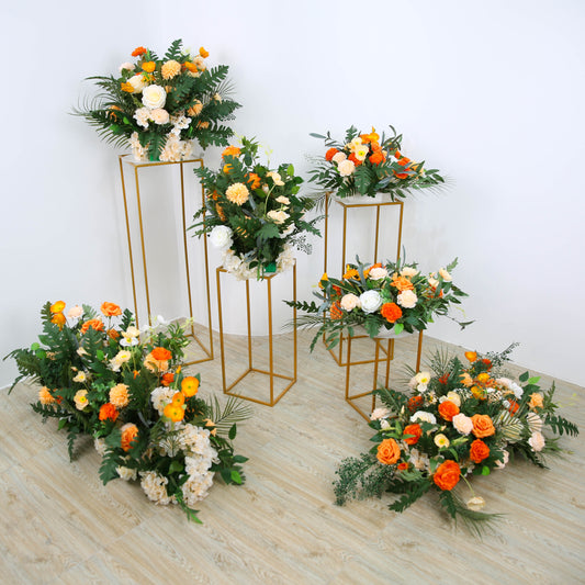 Orange White Rose Wedding Backdrop Decor Table Centerpieces Flower Ball Arrangement Event Floor Floral