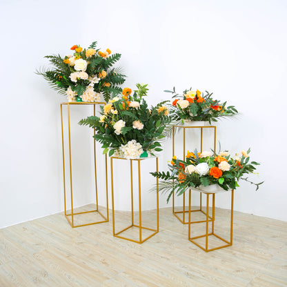 Orange White Rose Wedding Backdrop Decor Table Centerpieces Flower Ball Arrangement Event Floor Floral