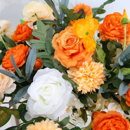 Orange White Rose Wedding Backdrop Decor Table Centerpieces Flower Ball Arrangement Event Floor Floral