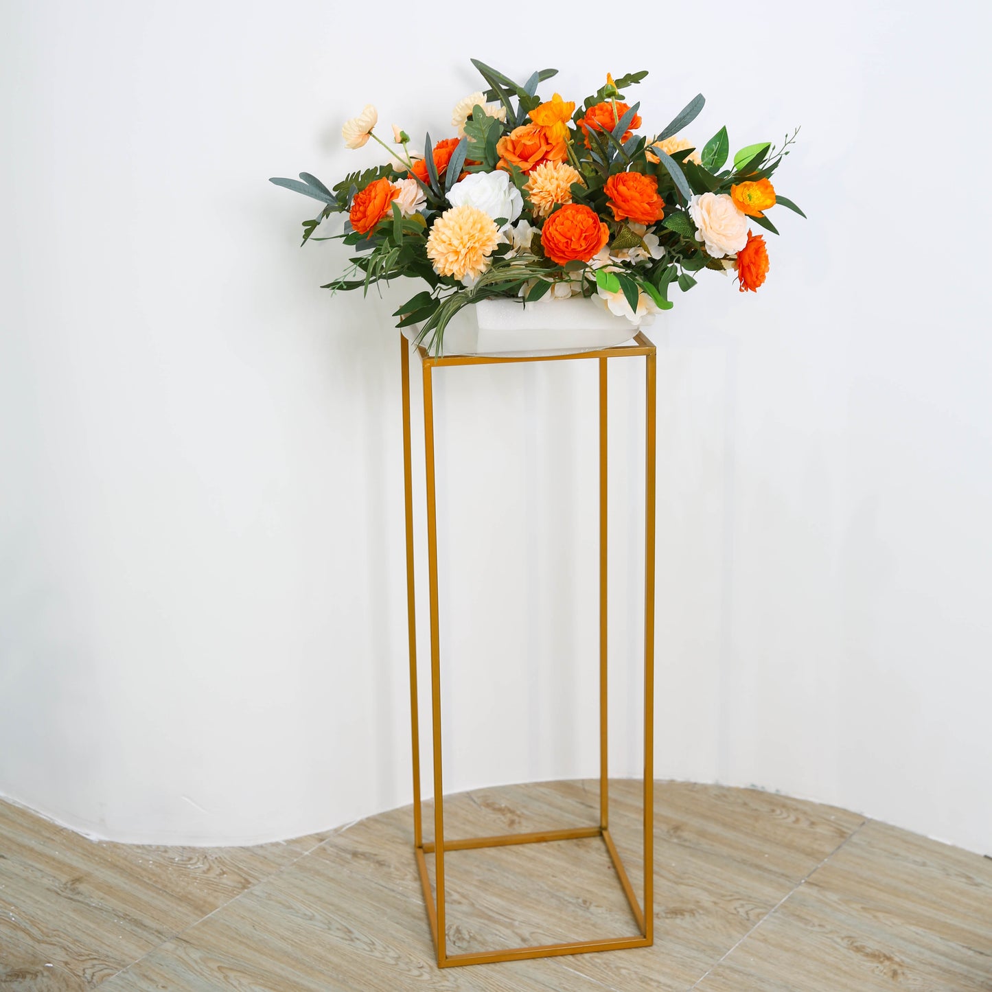 Orange White Rose Wedding Backdrop Decor Table Centerpieces Flower Ball Arrangement Event Floor Floral